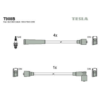 Sada kabelů pro zapalování TESLA T908B