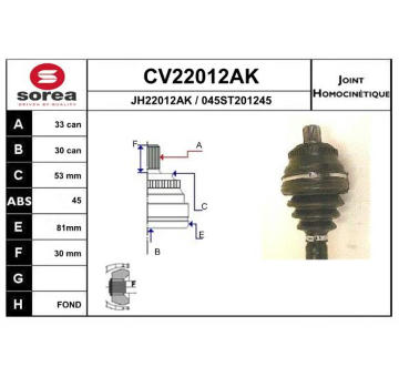 Sada kloubů, hnací hřídel EAI CV22012AK
