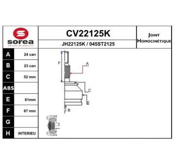Sada kloubů, hnací hřídel EAI CV22125K