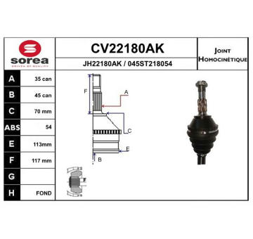 Sada kloubů, hnací hřídel EAI CV22180AK