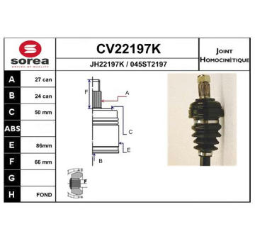 Sada kloubů, hnací hřídel EAI CV22197K