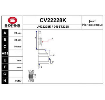Sada kloubů, hnací hřídel EAI CV22228K