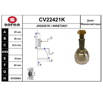 Sada kloubů, hnací hřídel EAI CV22421K