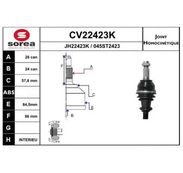 Sada kloubů, hnací hřídel EAI CV22423K