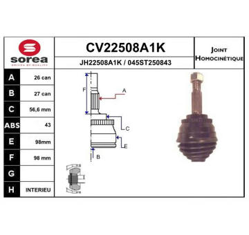 Sada kloubů, hnací hřídel EAI CV22508A1K