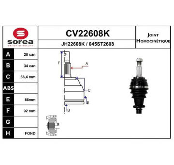 Sada kloubů, hnací hřídel EAI CV22608K