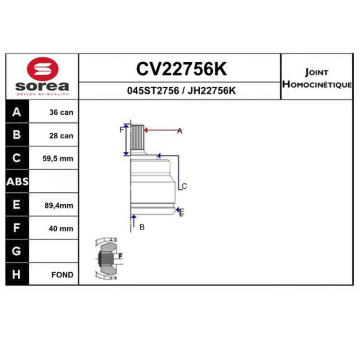 Sada kloubů, hnací hřídel EAI CV22756K