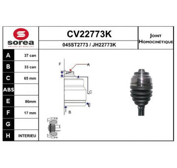 Sada kloubů, hnací hřídel EAI CV22773K