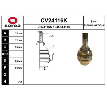 Sada kloubů, hnací hřídel EAI CV24116K