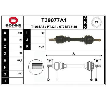 Hnací hřídel EAI T39077A1
