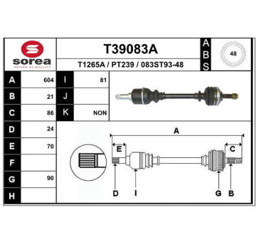 Hnací hřídel EAI T39083A