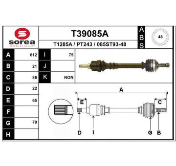 Hnací hřídel EAI T39085A