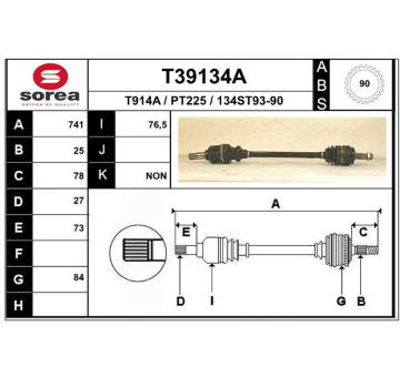 Hnací hřídel EAI T39134A