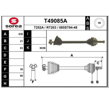 Hnací hřídel EAI T49085A