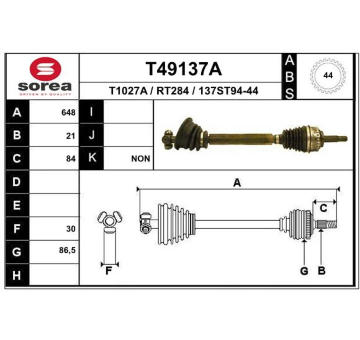 Hnací hřídel EAI T49137A