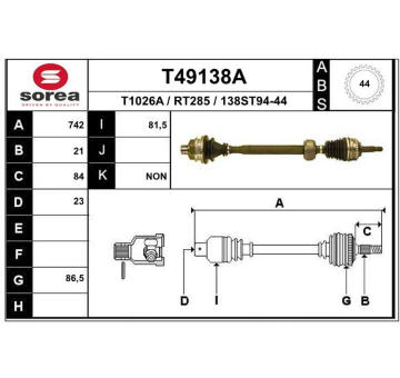Hnací hřídel EAI T49138A