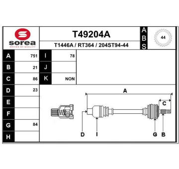 Hnací hřídel EAI T49204A