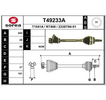 Hnací hřídel EAI T49233A