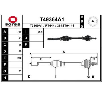 Hnací hřídel EAI T49364A1