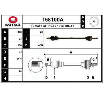 Hnací hřídel EAI T58100A