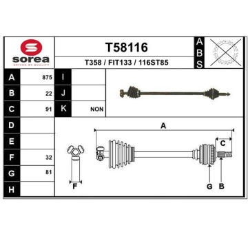 Hnací hřídel EAI T58116