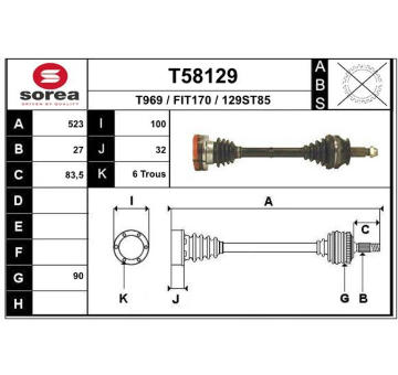 Hnací hřídel EAI T58129