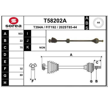 Hnací hřídel EAI T58202A