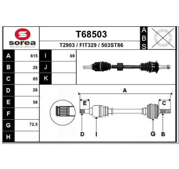 Hnací hřídel EAI T68503