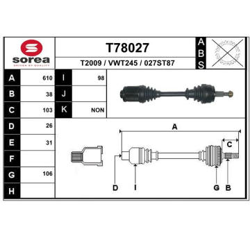 Hnací hřídel EAI T78027