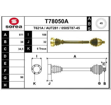 Hnací hřídel EAI T78050A