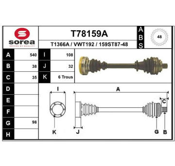 Hnací hřídel EAI T78159A
