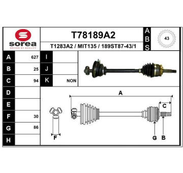 Hnací hřídel EAI T78189A2