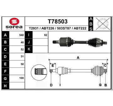 Hnací hřídel EAI T78503