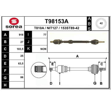 Hnací hřídel EAI T98153A
