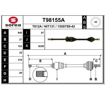 Hnací hřídel EAI T98155A