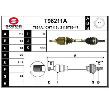 Hnací hřídel EAI T98211A
