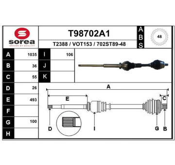 Hnací hřídel EAI T98702A1