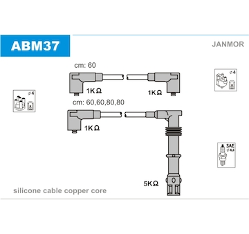 Sada kabelů pro zapalování JANMOR ABM37
