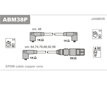 Sada kabelů pro zapalování JANMOR ABM38P