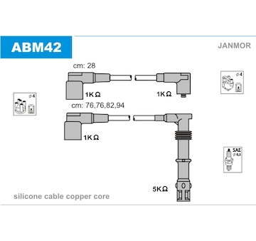 Sada kabelů pro zapalování JANMOR ABM42