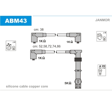 Sada kabelů pro zapalování JANMOR ABM43