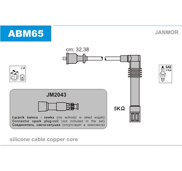 Sada kabelů pro zapalování JANMOR ABM65