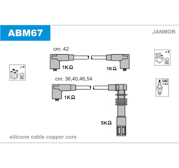 Sada kabelů pro zapalování JANMOR ABM67