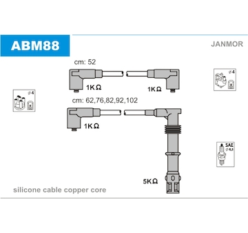 Sada kabelů pro zapalování JANMOR ABM88