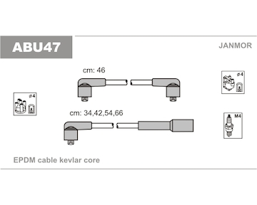 Sada kabelů pro zapalování JANMOR ABU47