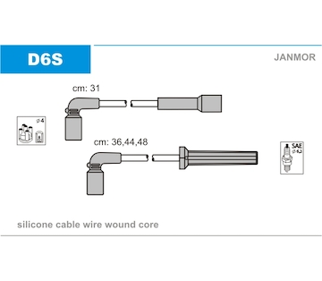 Sada kabelů pro zapalování JANMOR D6S