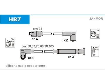 Sada kabelů pro zapalování JANMOR HR7