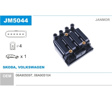 Zapalovací cívka JANMOR JM5044
