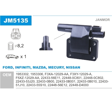 Zapalovací cívka JANMOR JM5135
