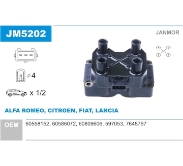 Zapalovací cívka JANMOR JM5202